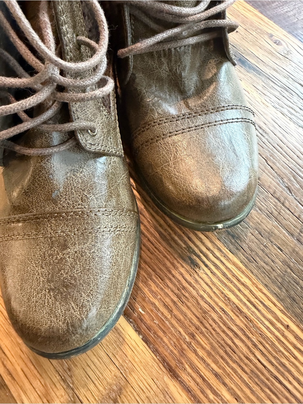 Wanted Distressed Brown Lace-Up Ankle Boots - Picture 4 of 6